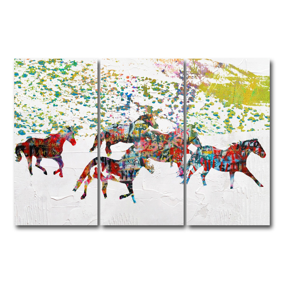 AUTO-MOCKUP WHITE | Peace Horse in the Snow | 3 Piece | Gallery Wrap Canvas | group=12x24