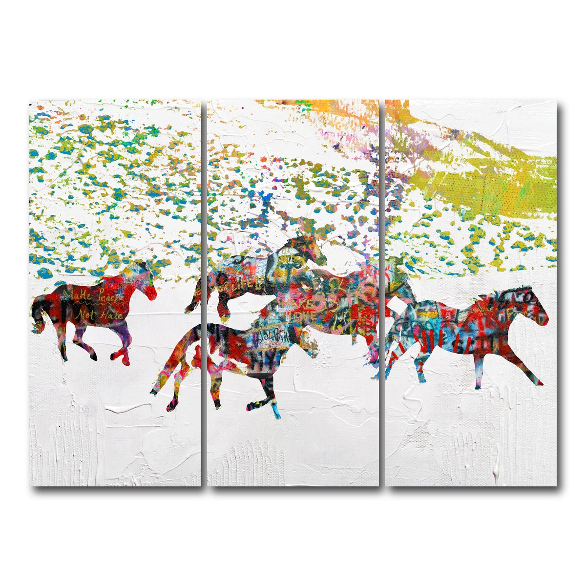 AUTO-MOCKUP WHITE | Peace Horse in the Snow | 3 Piece | Gallery Wrap Canvas | group=8x18