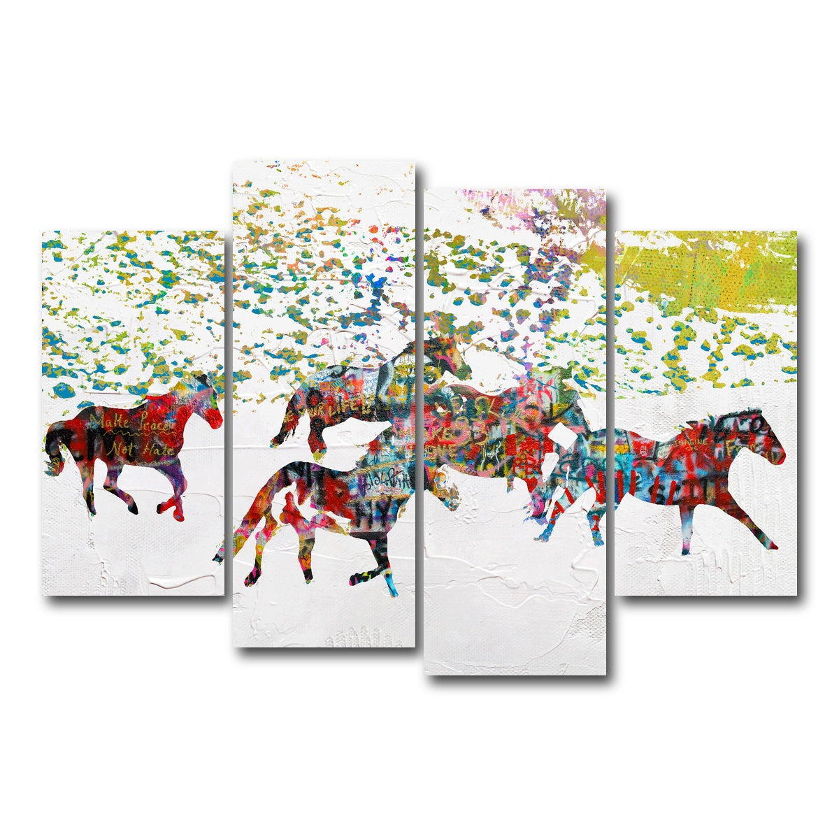 AUTO-MOCKUP WHITE | Peace Horse in the Snow | 4 Piece | Gallery Wrap Canvas | group=4_short
