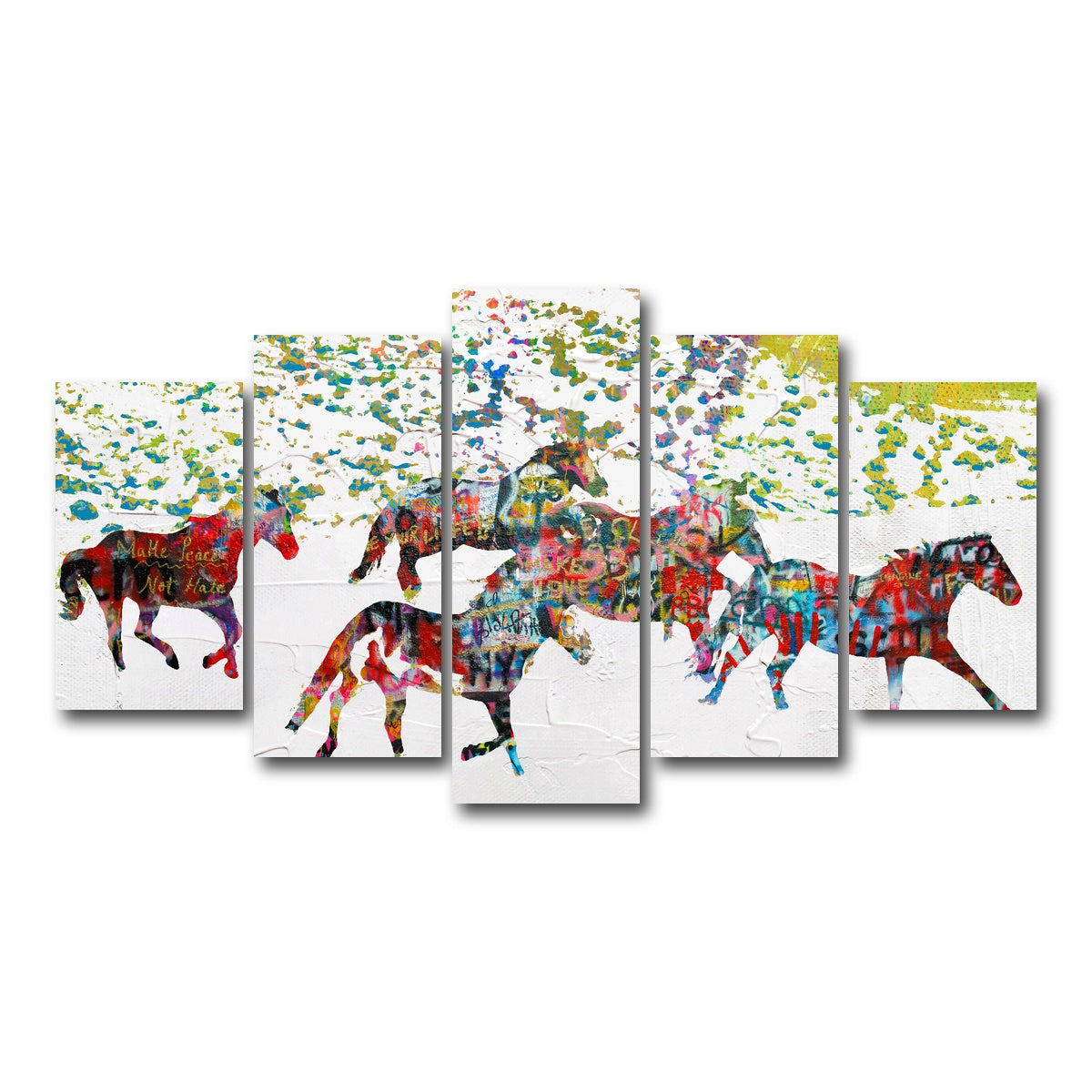 AUTO-MOCKUP WHITE | Peace Horse in the Snow | 5 Piece | Gallery Wrap Canvas | group=5_normal