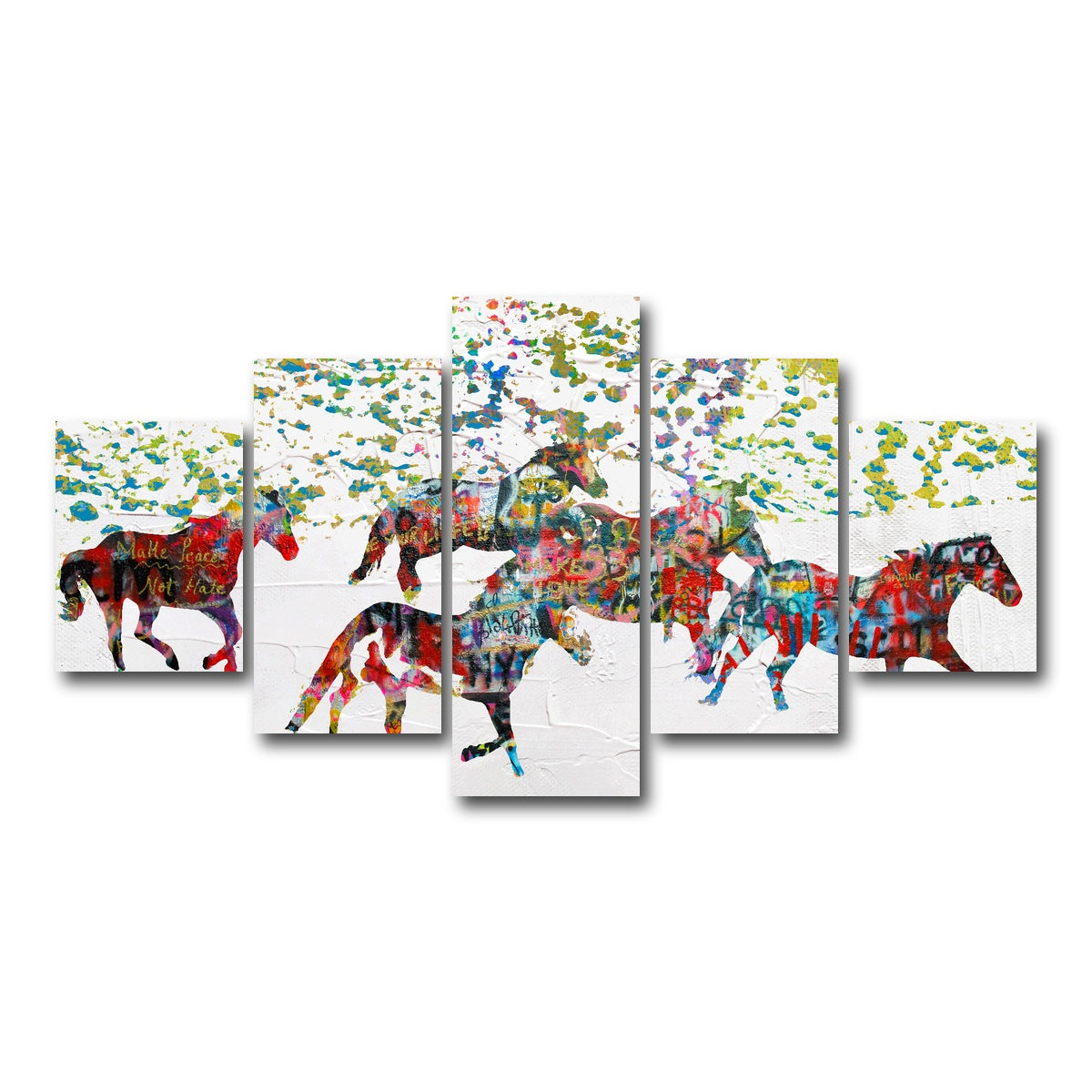 AUTO-MOCKUP WHITE | Peace Horse in the Snow | 5 Piece | Gallery Wrap Canvas | group=5_short