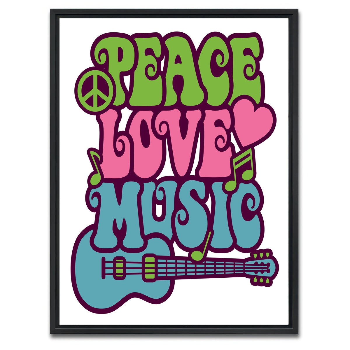 AUTO-MOCKUP WHITE | Peace Love Music | 1 Piece | Black Framed Canvas | group=3x4