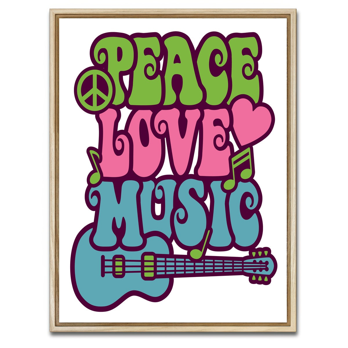 AUTO-MOCKUP WHITE | Peace Love Music | 1 Piece | Natural Framed Canvas | group=3x4