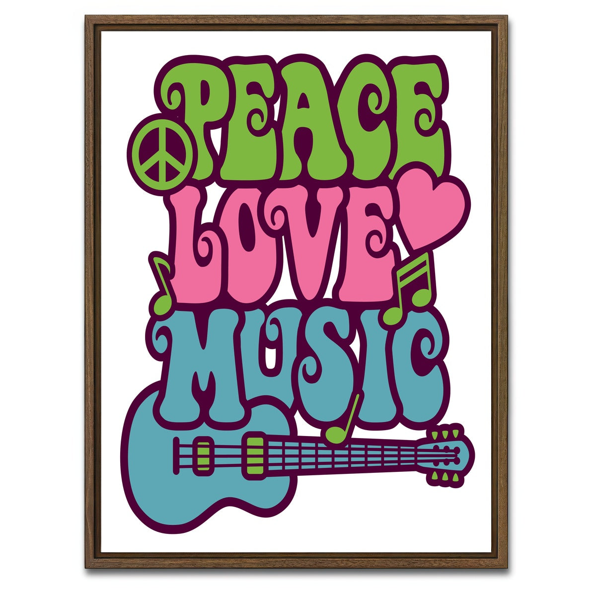 AUTO-MOCKUP WHITE | Peace Love Music | 1 Piece | Walnut Framed Canvas | group=3x4