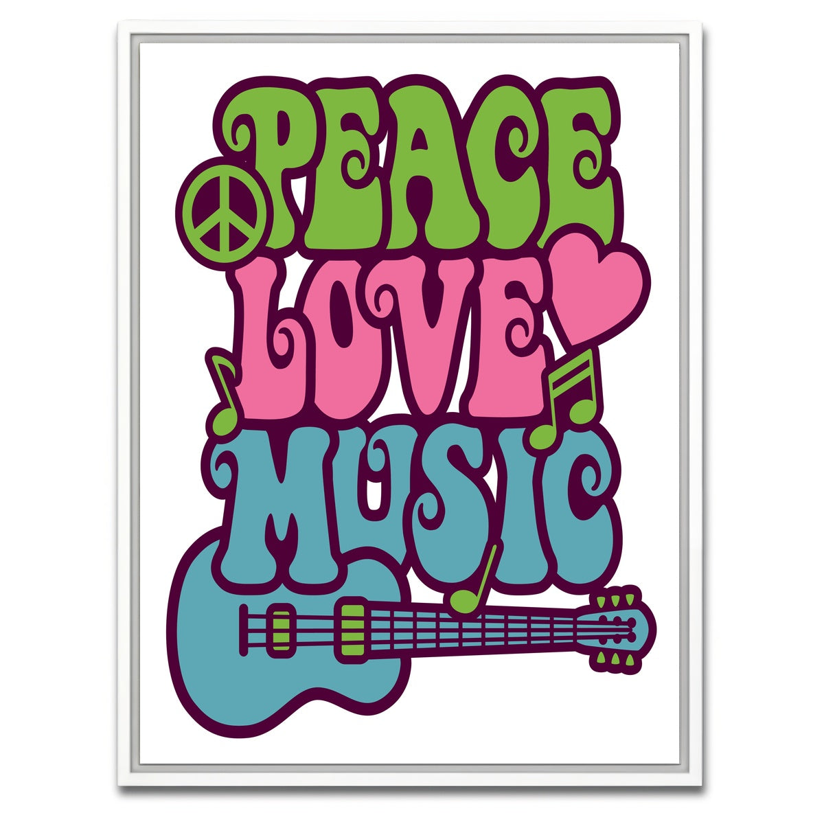 AUTO-MOCKUP WHITE | Peace Love Music | 1 Piece | White Framed Canvas | group=3x4