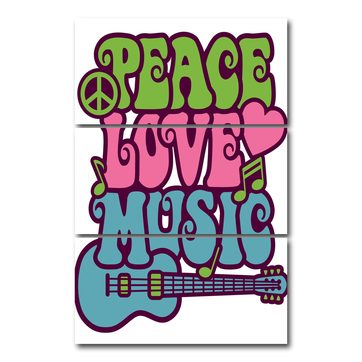 AUTO-MOCKUP WHITE | Peace Love Music | 3 Piece | Gallery Wrap Canvas | group=12x24_stacked
