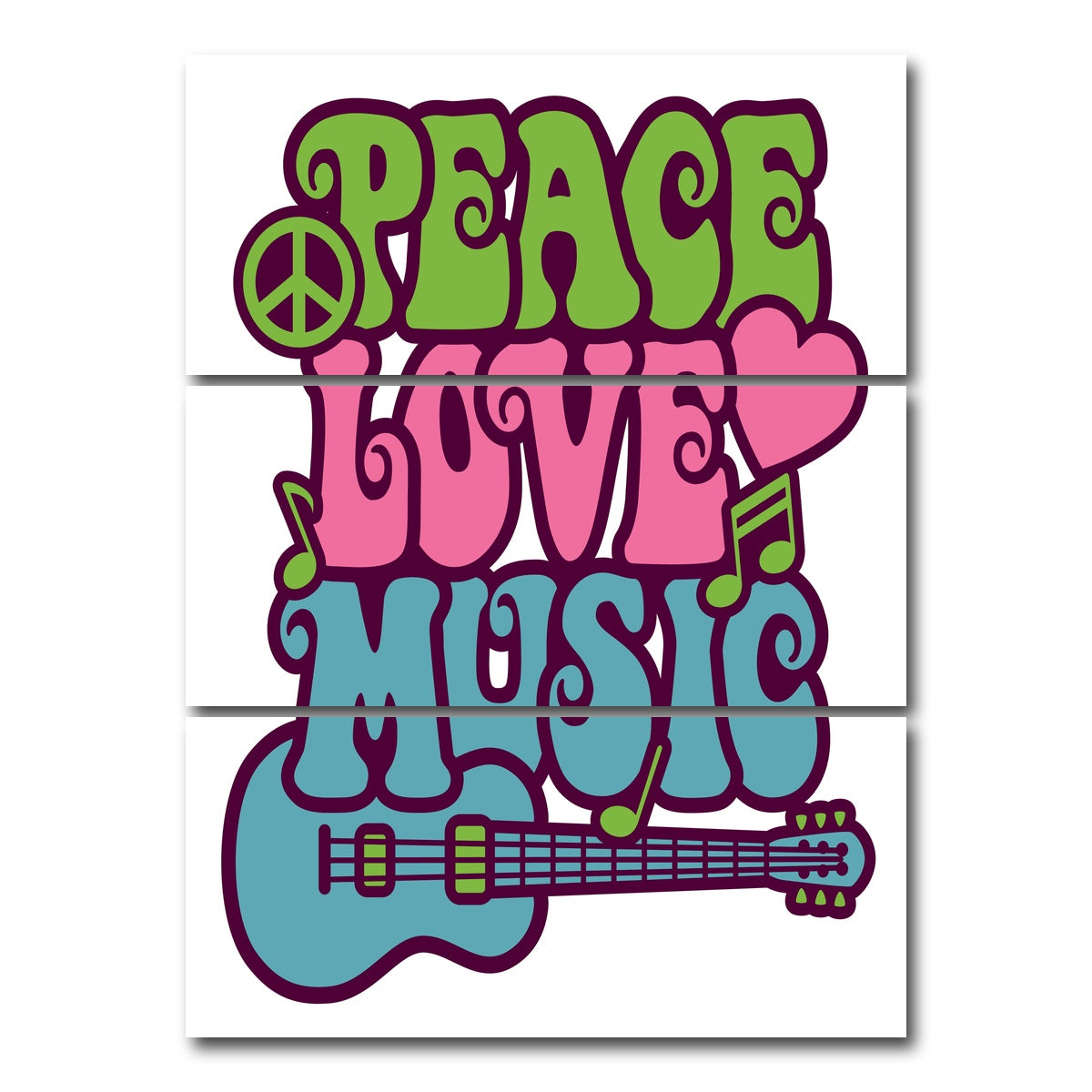 AUTO-MOCKUP WHITE | Peace Love Music | 3 Piece | Gallery Wrap Canvas | group=8x18_stacked