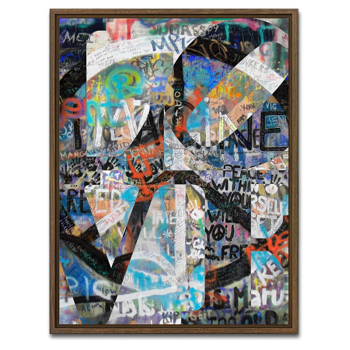 AUTO-MOCKUP WHITE | Peace Love | 1 Piece | Walnut Framed Canvas | group=3x4