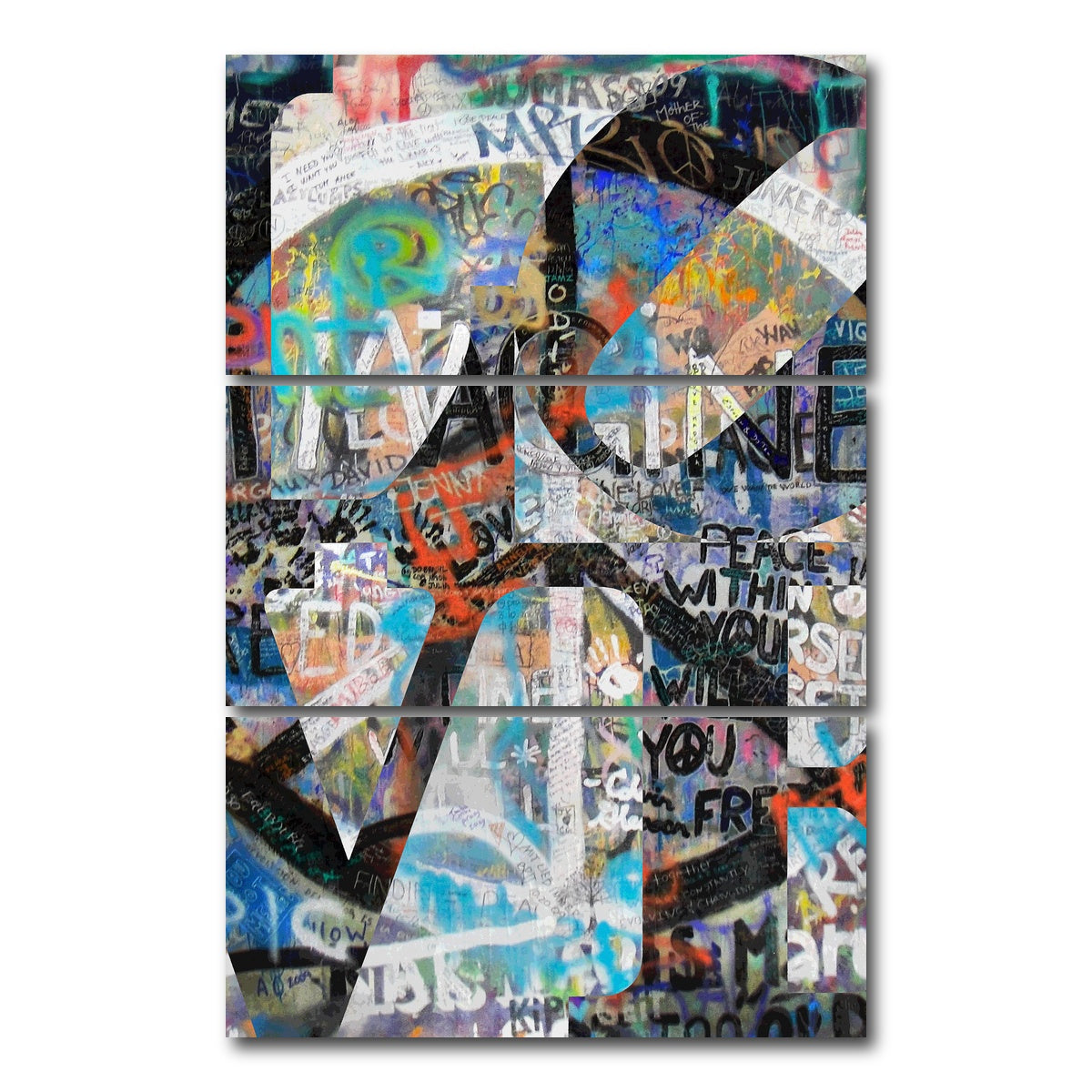 AUTO-MOCKUP WHITE | Peace Love | 3 Piece | Gallery Wrap Canvas | group=12x24_stacked