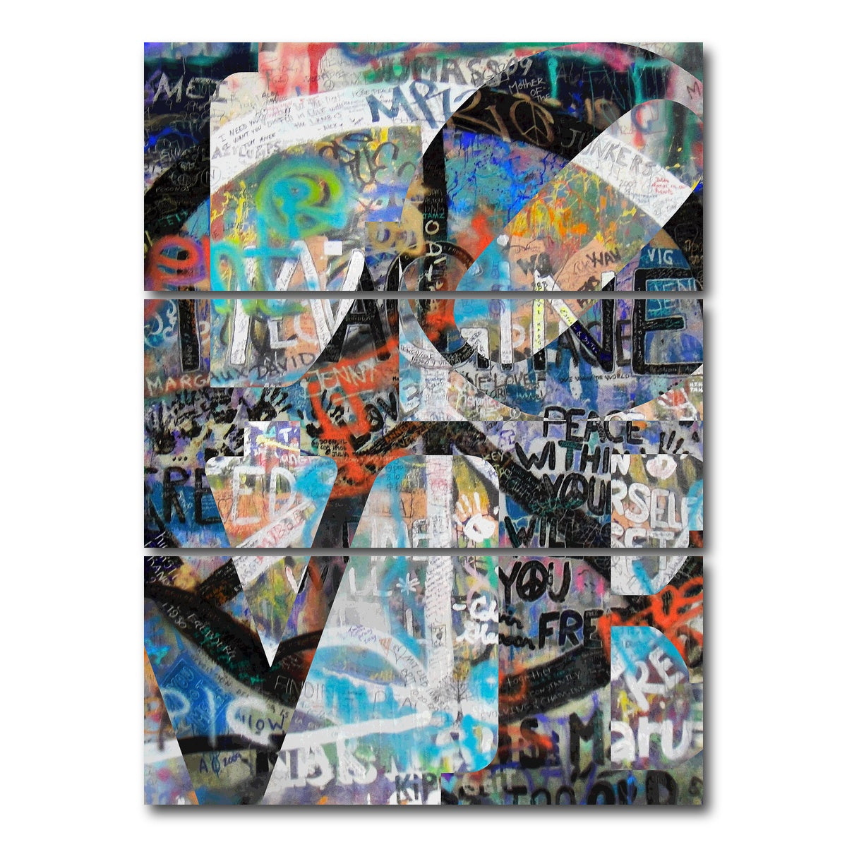 AUTO-MOCKUP WHITE | Peace Love | 3 Piece | Gallery Wrap Canvas | group=8x18_stacked