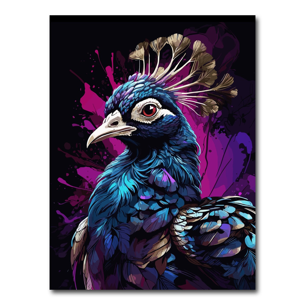 AUTO-MOCKUP WHITE | Peacock Animal Colorful | 1 Piece | Gallery Wrap Canvas | group=3x4
