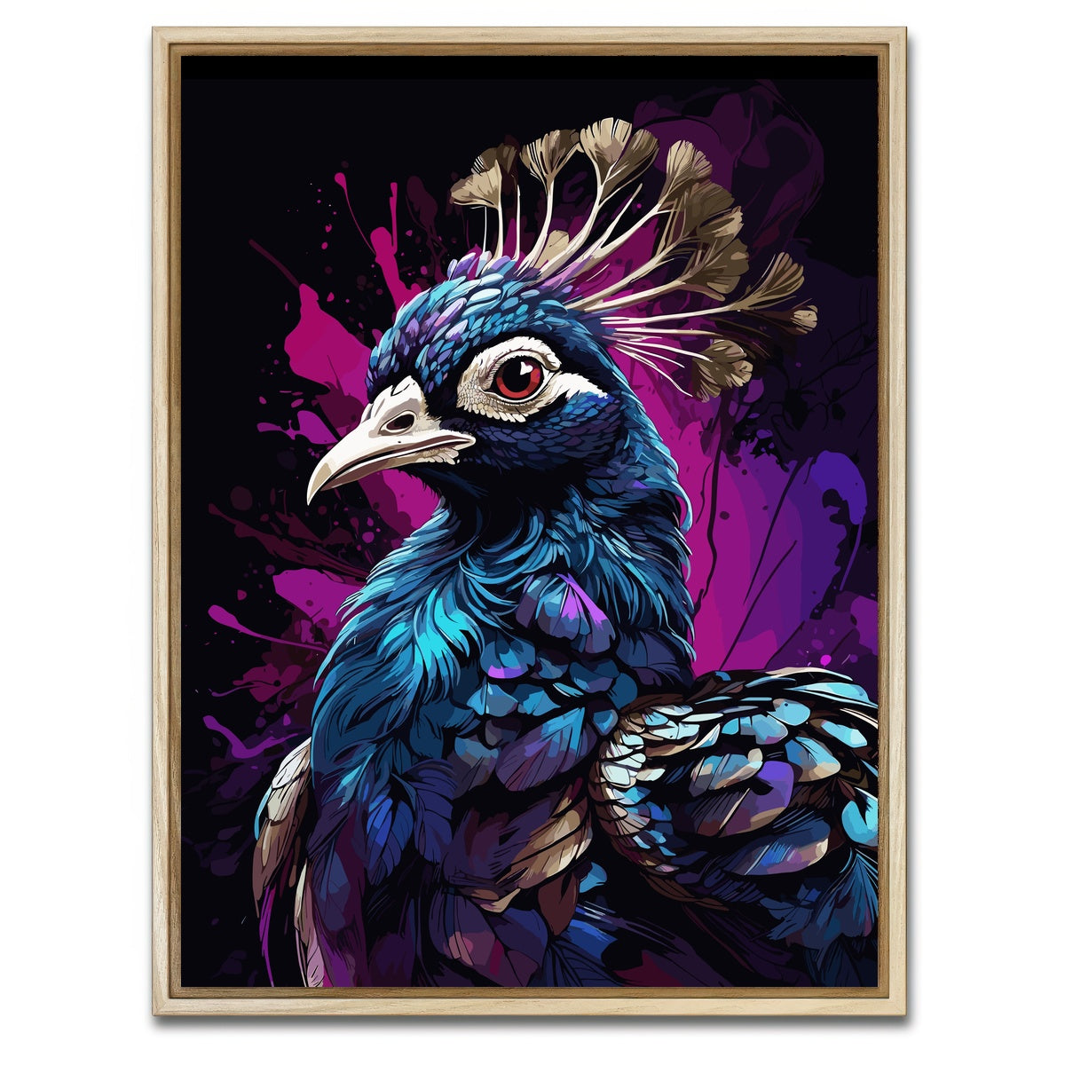 AUTO-MOCKUP WHITE | Peacock Animal Colorful | 1 Piece | Natural Framed Canvas | group=3x4
