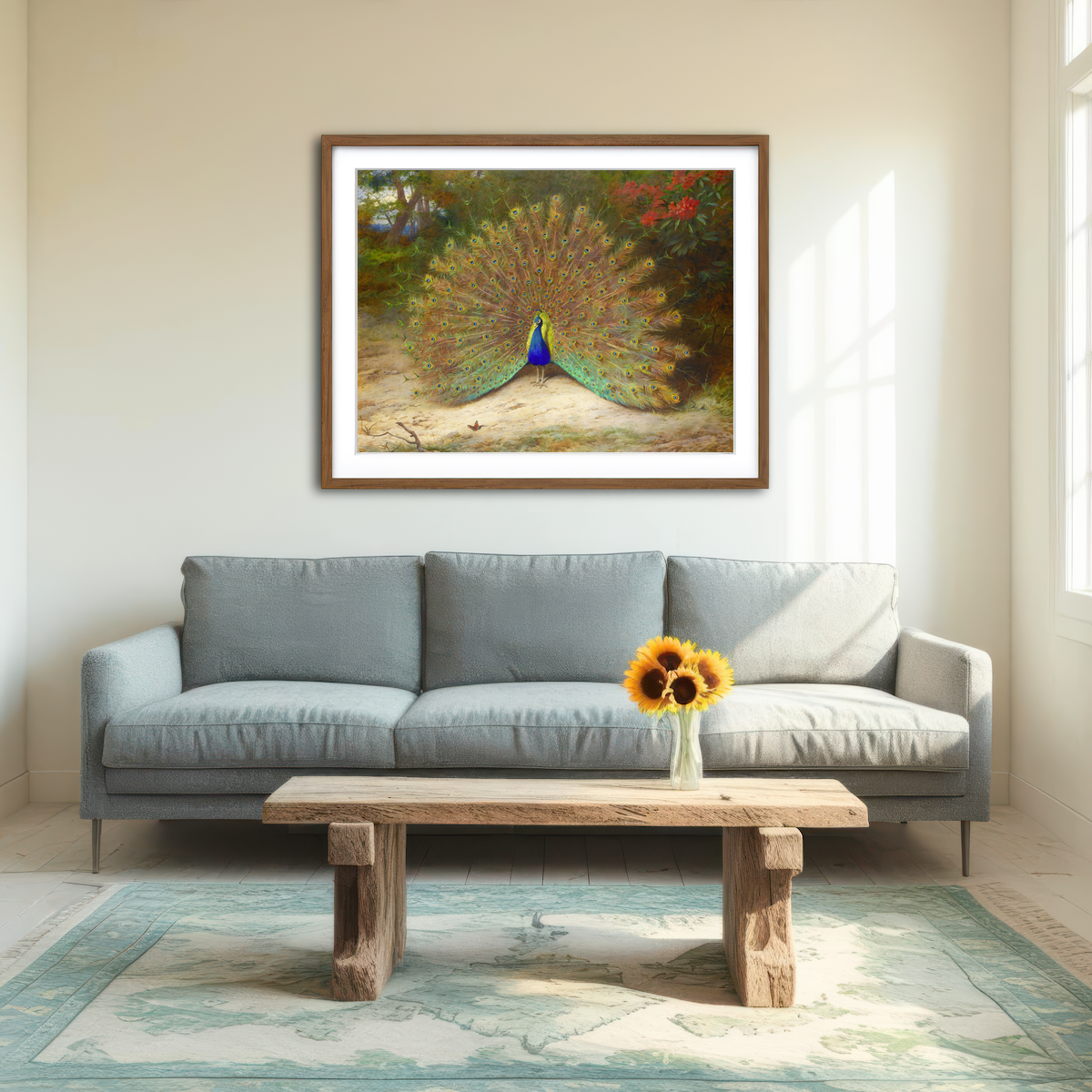 AUTO-MOCKUP ROOM | Peacock and Butterfly Wall Art