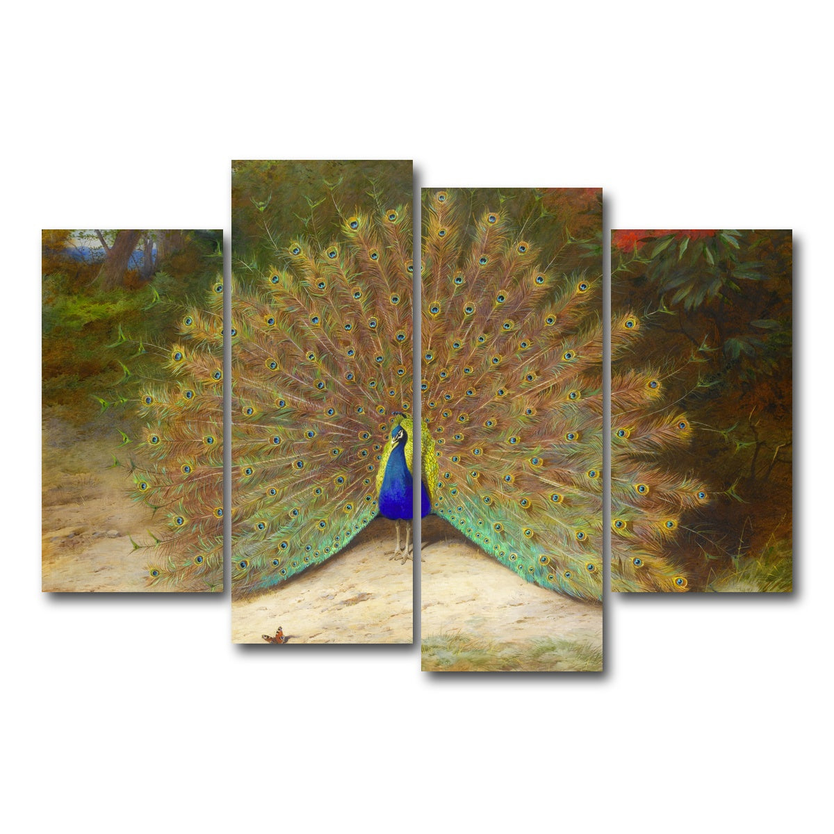 AUTO-MOCKUP WHITE | Peacock and Butterfly | 4 Piece | Gallery Wrap Canvas | group=4_short