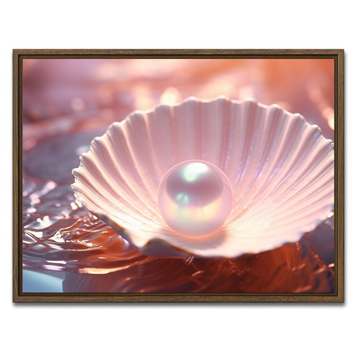 AUTO-MOCKUP WHITE | Pearl & Seashell | 1 Piece | Walnut Framed Canvas | group=4x3