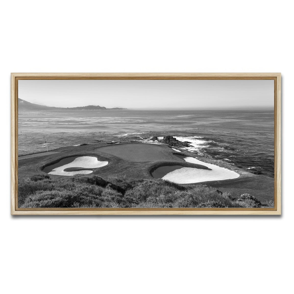 AUTO-MOCKUP WHITE | Pebble Beach Grayscale | 1 Piece | Natural Framed Canvas | group=2x1