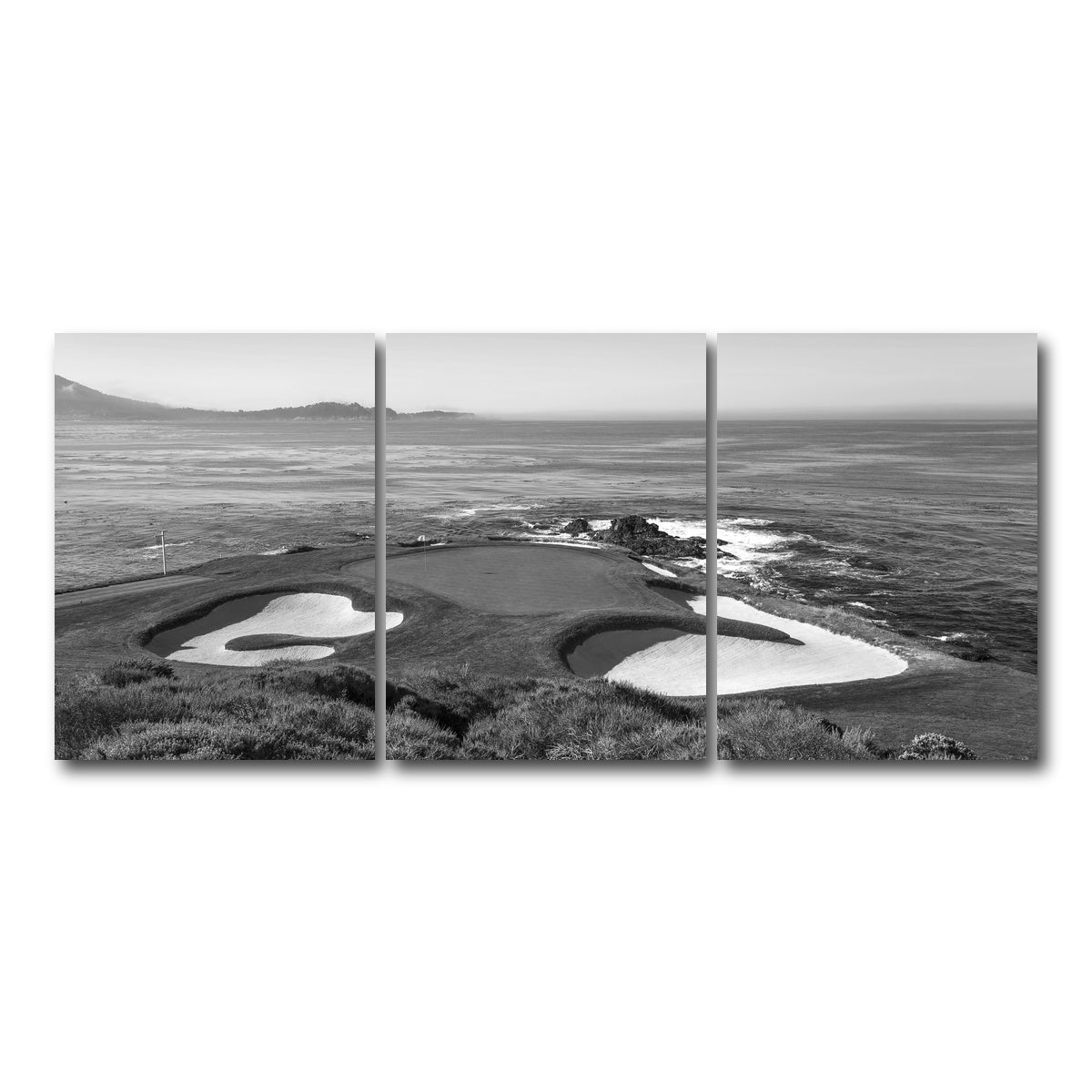 AUTO-MOCKUP WHITE | Pebble Beach Grayscale | 3 Piece | Gallery Wrap Canvas | group=18x24