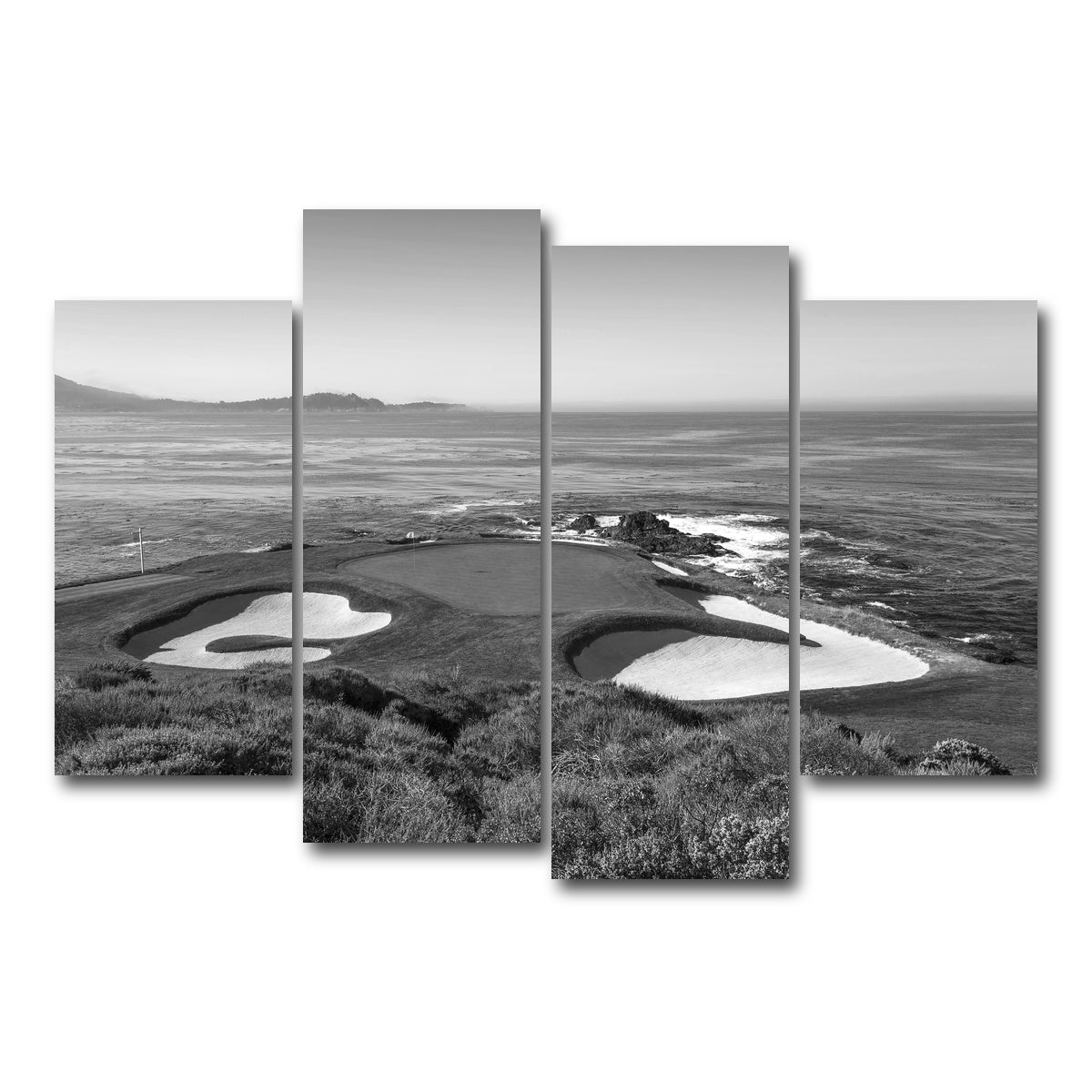 AUTO-MOCKUP WHITE | Pebble Beach Grayscale | 4 Piece | Gallery Wrap Canvas | group=4_short