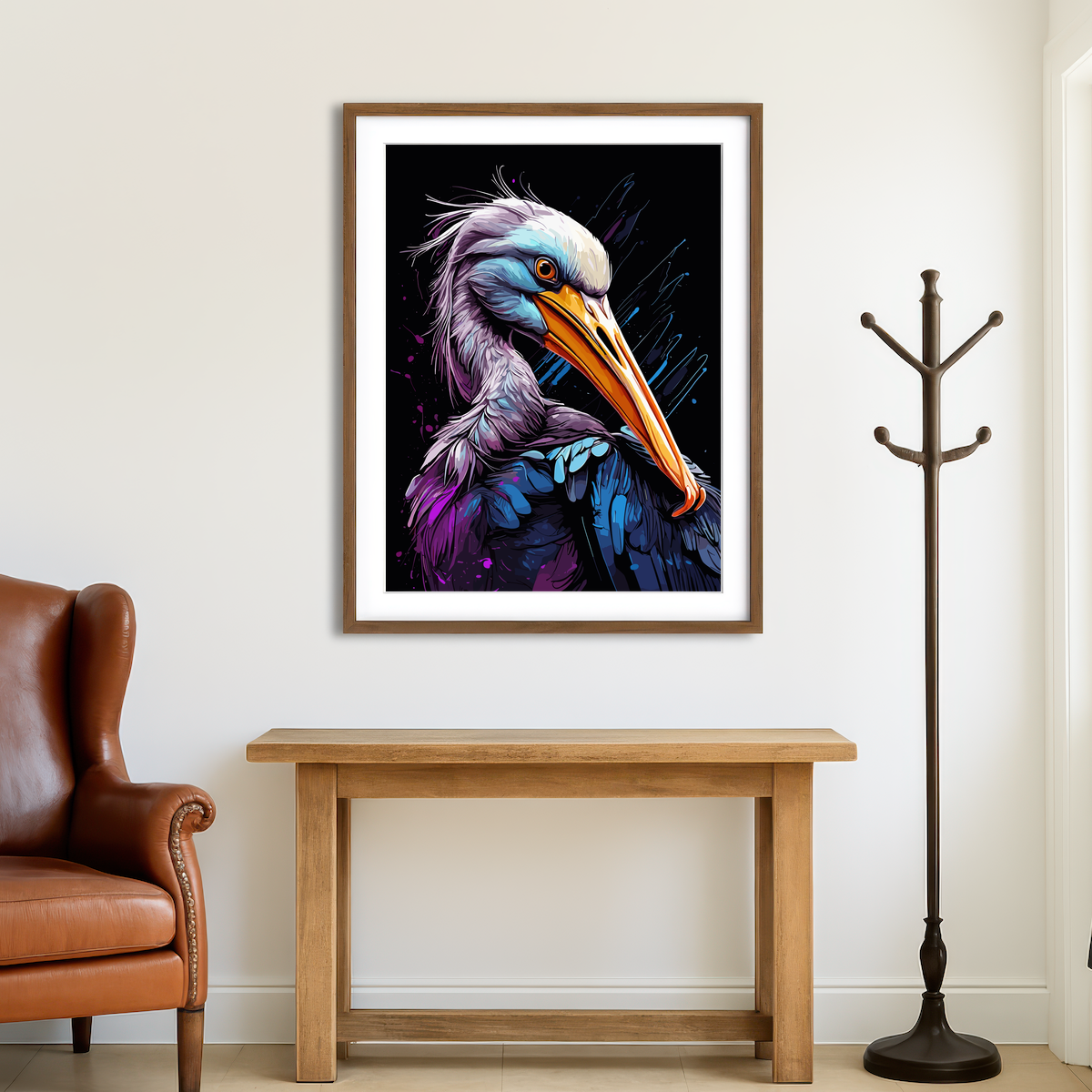 AUTO-MOCKUP ROOM | Pelican Animal Colorful Wall Art