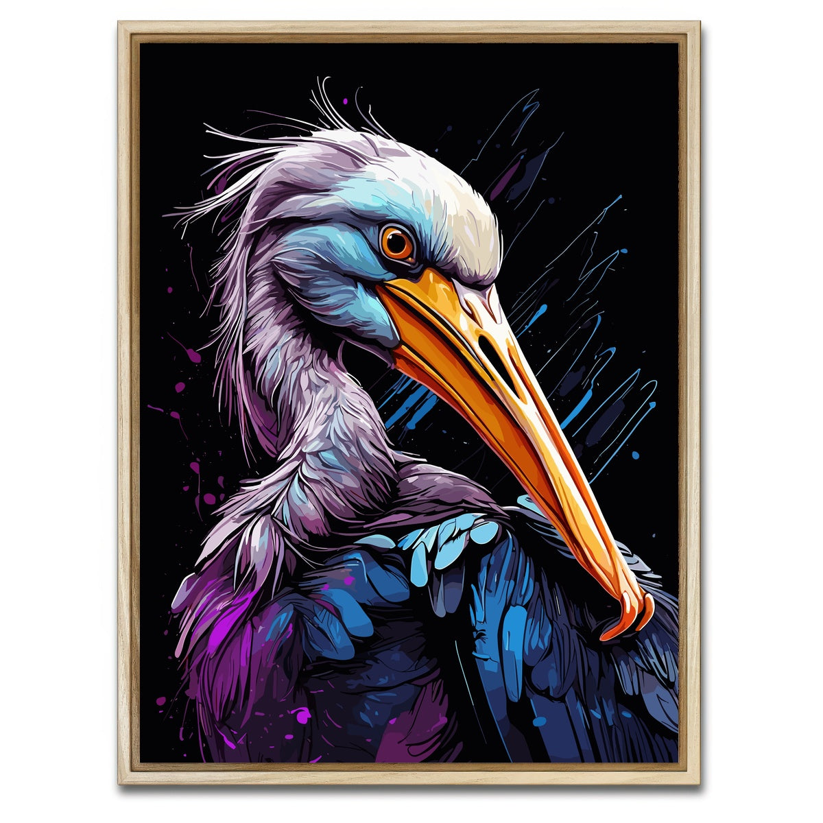 AUTO-MOCKUP WHITE | Pelican Animal Colorful | 1 Piece | Natural Framed Canvas | group=3x4