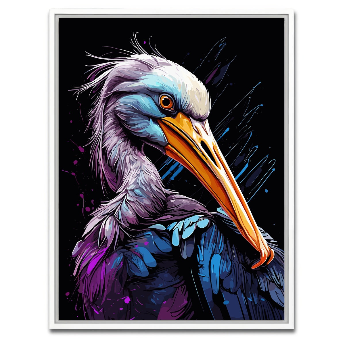 AUTO-MOCKUP WHITE | Pelican Animal Colorful | 1 Piece | White Framed Canvas | group=3x4