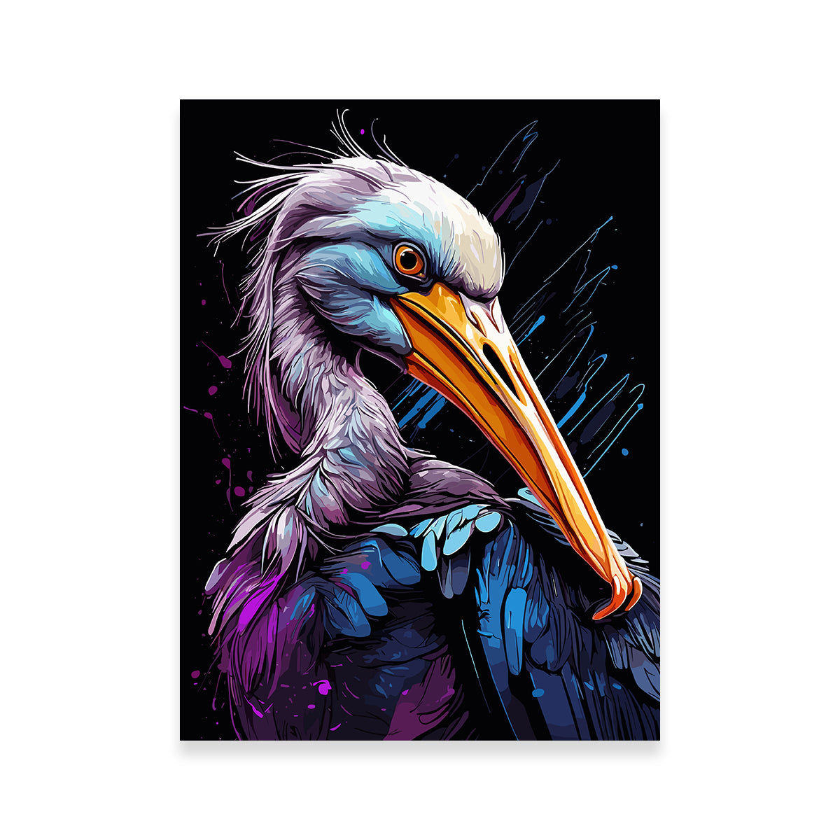 Pelican Animal Colorful Wall Art