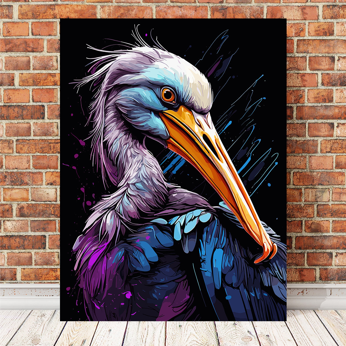 Pelican Animal Colorful Wall Art
