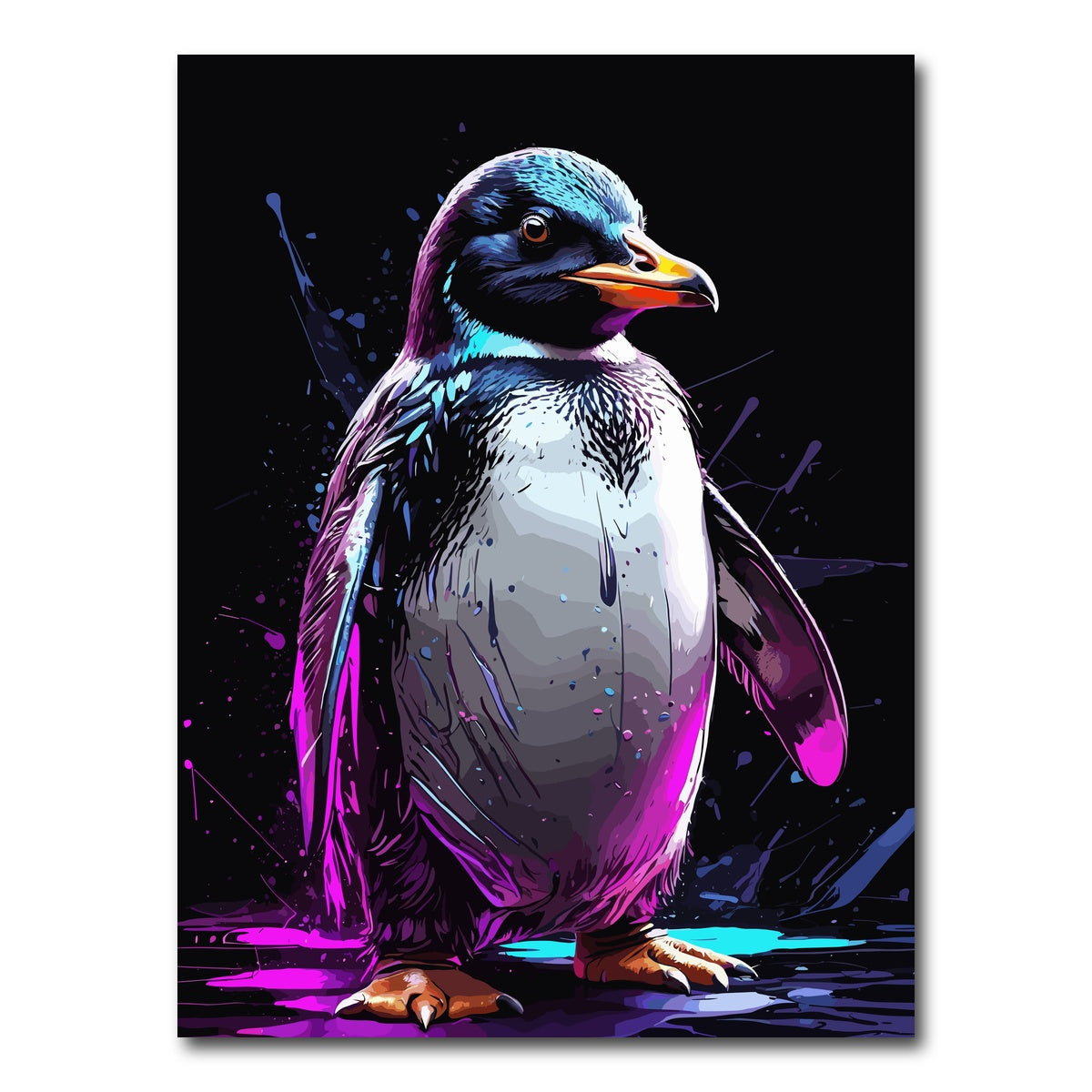 AUTO-MOCKUP WHITE | Penguin Animal Colorful Wall Art | 1 Piece | Gallery Wrapped | group=3x4