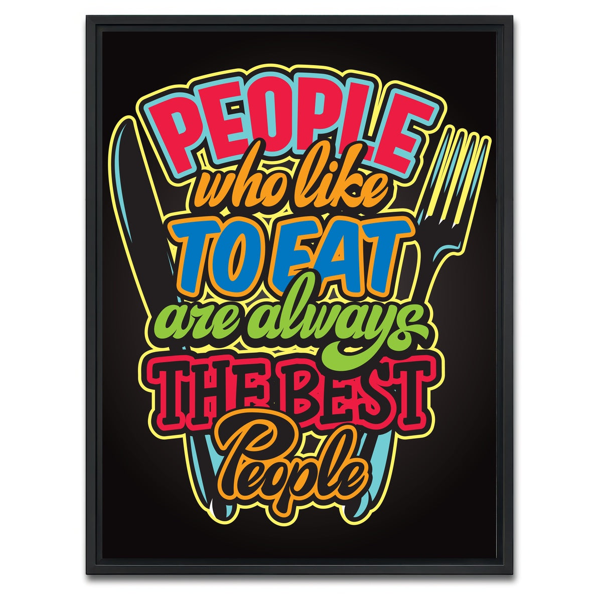 AUTO-MOCKUP WHITE | People Who Like to Eat | 1 Piece | Black Framed Canvas | group=3x4