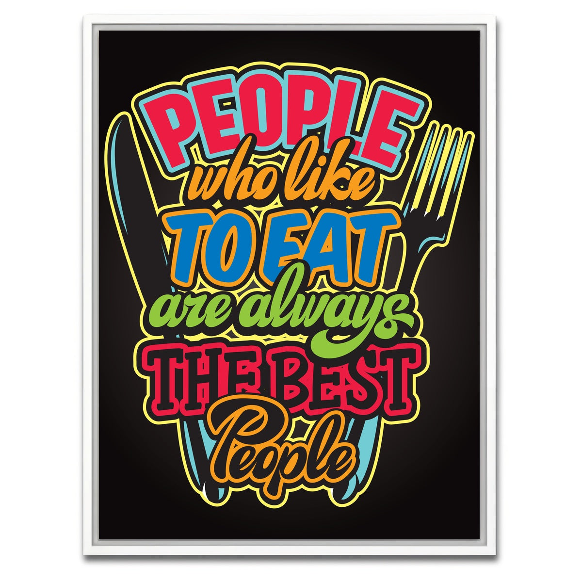 AUTO-MOCKUP WHITE | People Who Like to Eat | 1 Piece | White Framed Canvas | group=3x4
