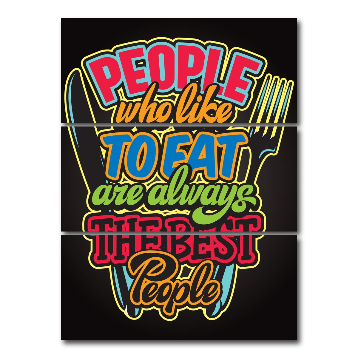 AUTO-MOCKUP WHITE | People Who Like to Eat | 3 Piece | Gallery Wrap Canvas | group=8x18_stacked