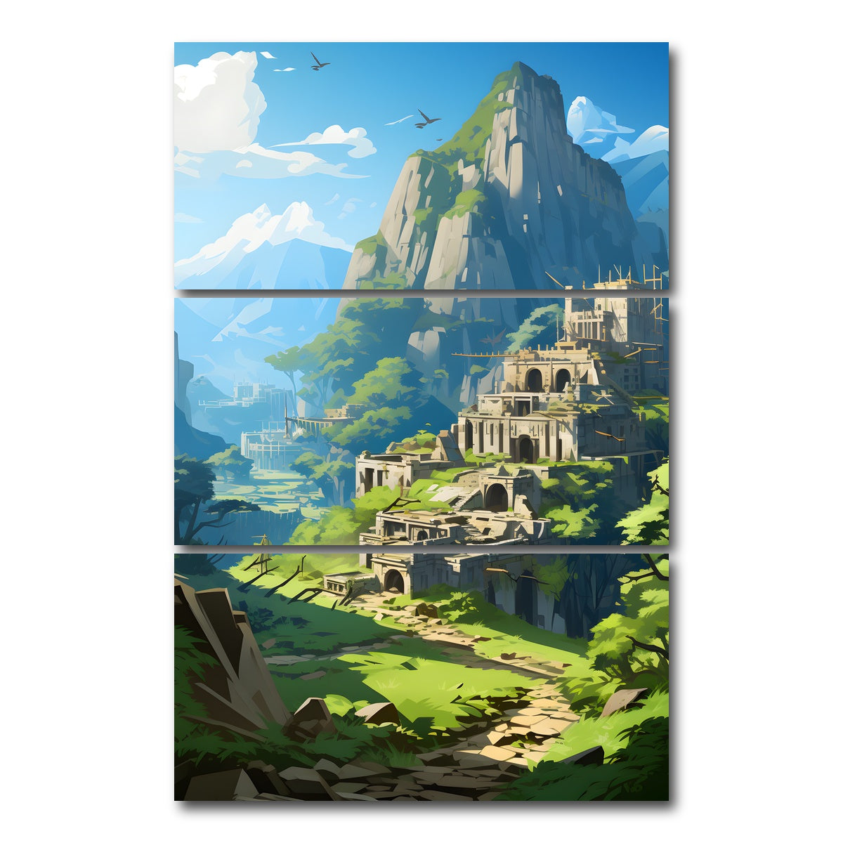 AUTO-MOCKUP WHITE | Peru - Machu Picchu | 3 Piece | Gallery Wrap Canvas | group=12x24_stacked