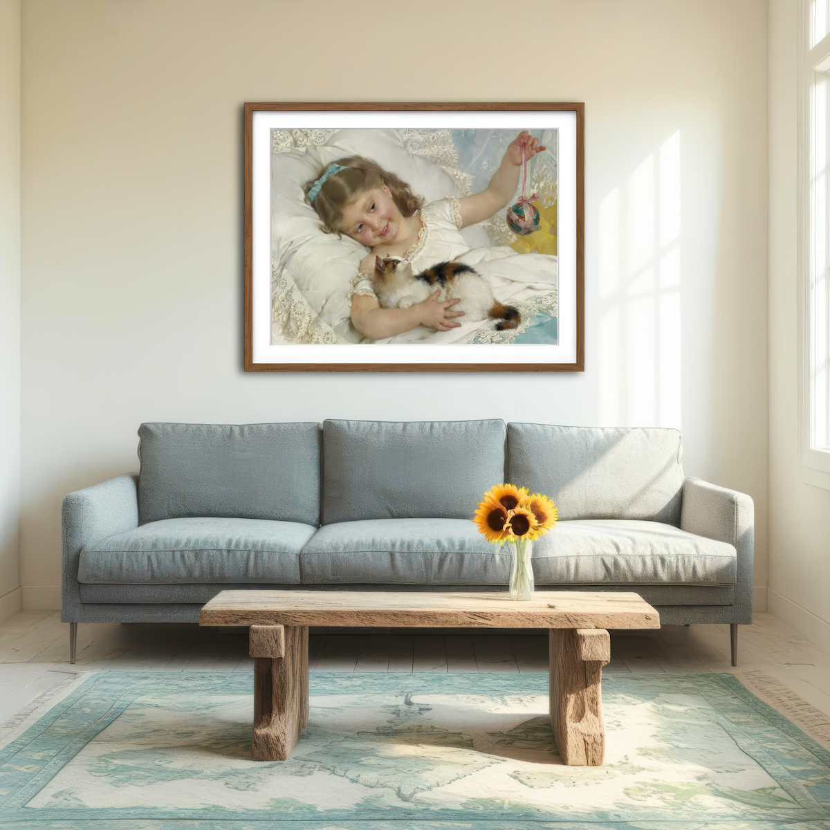 AUTO-MOCKUP ROOM | Petite Fille et Chat Wall Art