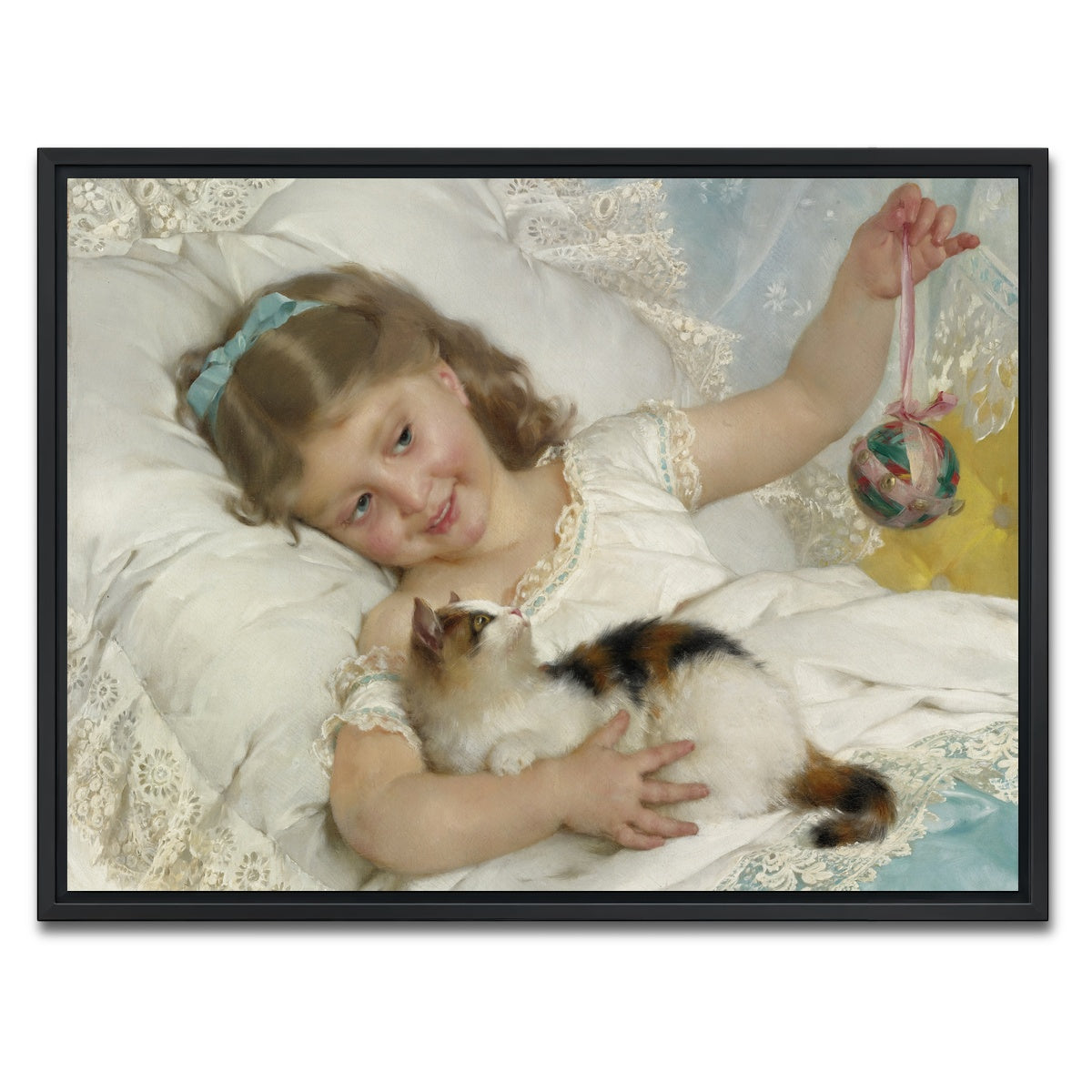 AUTO-MOCKUP WHITE | Petite Fille et Chat | 1 Piece | Black Framed Canvas | group=4x3