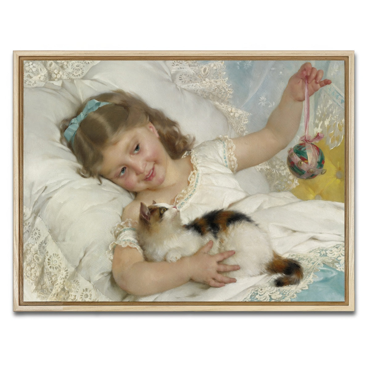 AUTO-MOCKUP WHITE | Petite Fille et Chat | 1 Piece | Natural Framed Canvas | group=4x3