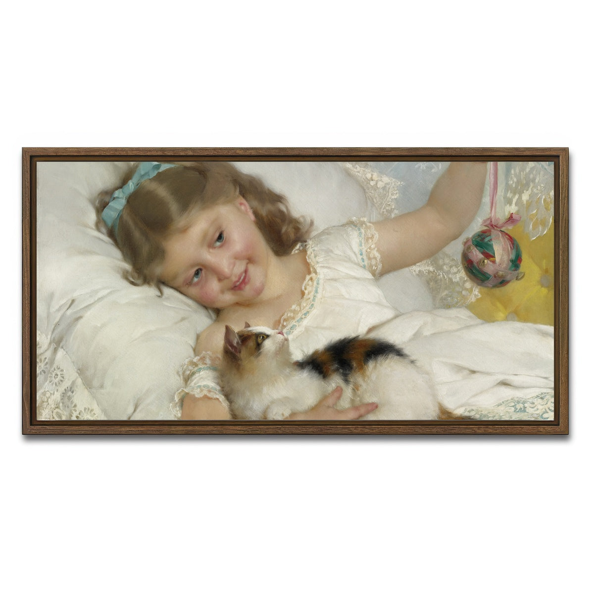 AUTO-MOCKUP WHITE | Petite Fille et Chat | 1 Piece | Walnut Framed Canvas | group=2x1