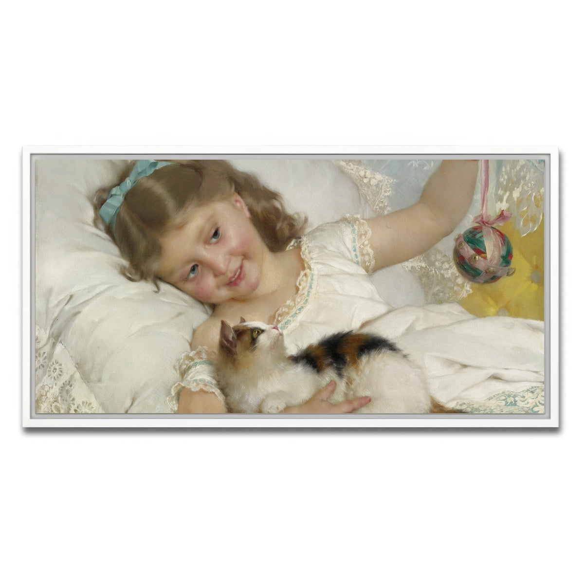 AUTO-MOCKUP WHITE | Petite Fille et Chat | 1 Piece | White Framed Canvas | group=2x1