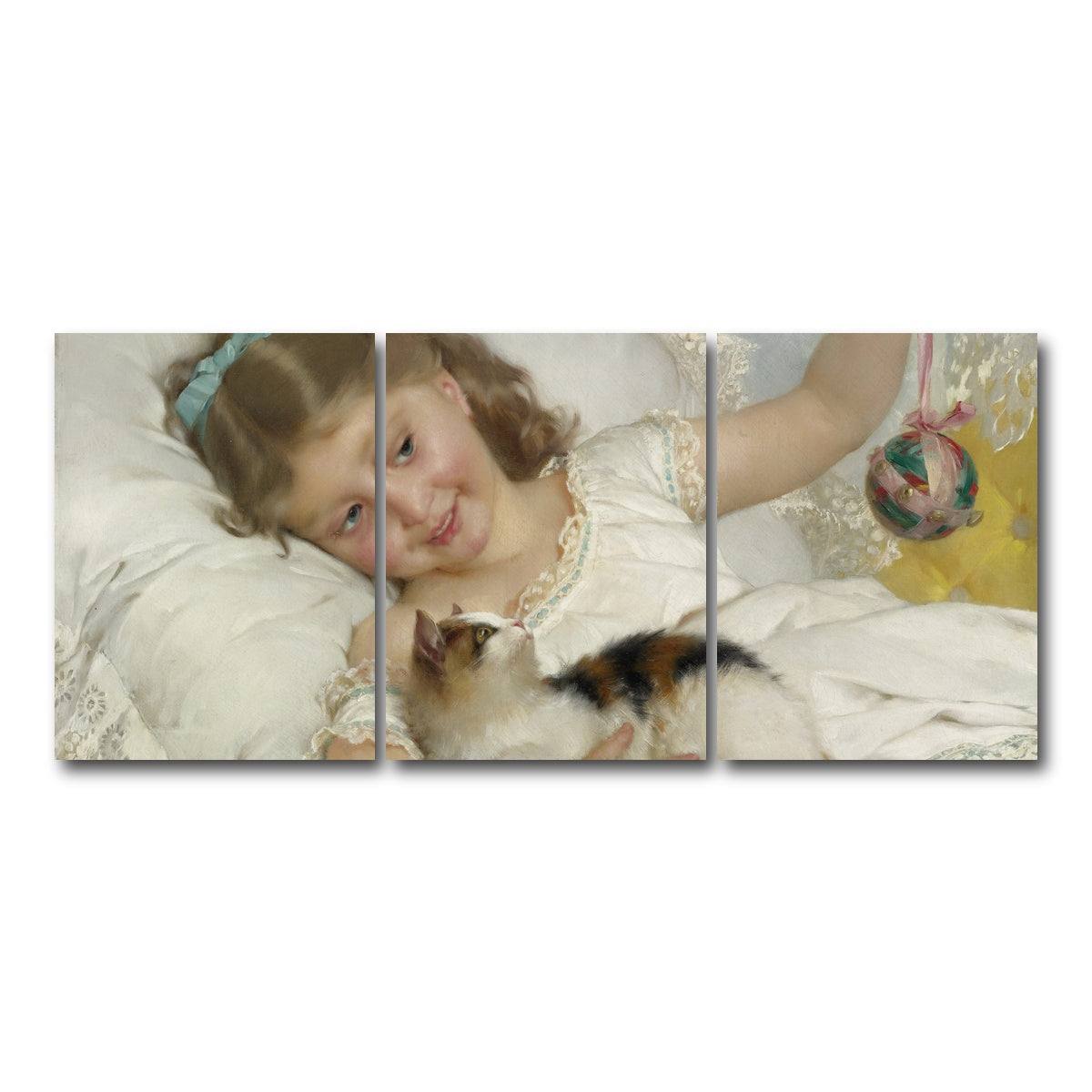 AUTO-MOCKUP WHITE | Petite Fille et Chat | 3 Piece | Gallery Wrap Canvas | group=18x24
