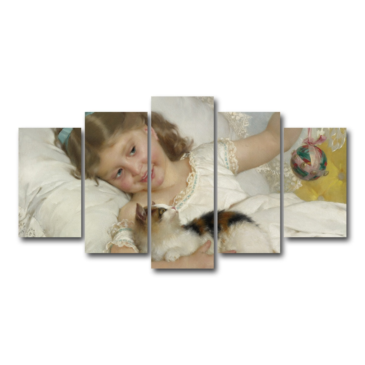 AUTO-MOCKUP WHITE | Petite Fille et Chat | 5 Piece | Gallery Wrap Canvas | group=5_normal
