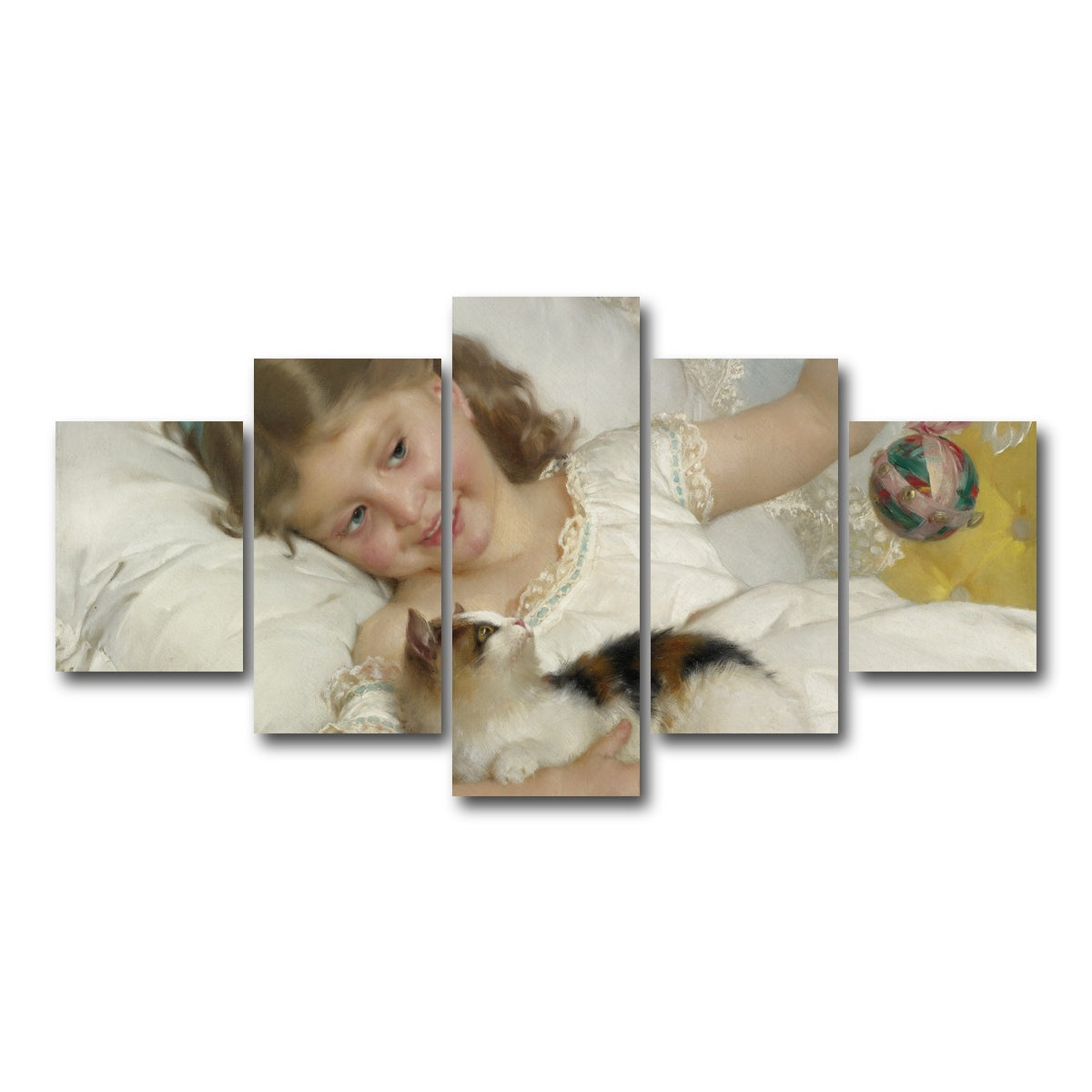 AUTO-MOCKUP WHITE | Petite Fille et Chat | 5 Piece | Gallery Wrap Canvas | group=5_short