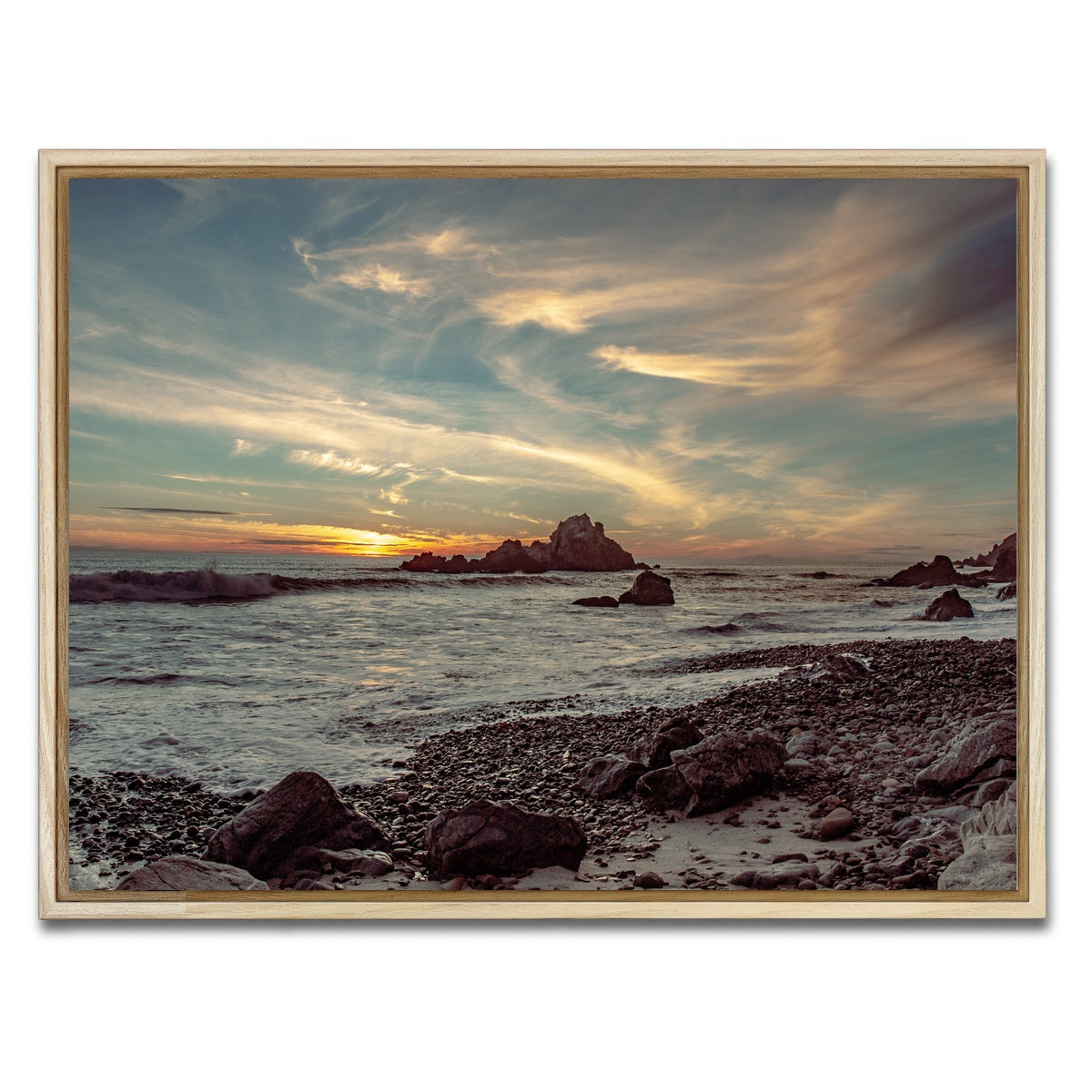 AUTO-MOCKUP WHITE | Pfieffer Beach Sunset | 1 Piece | Natural Framed Canvas | group=4x3