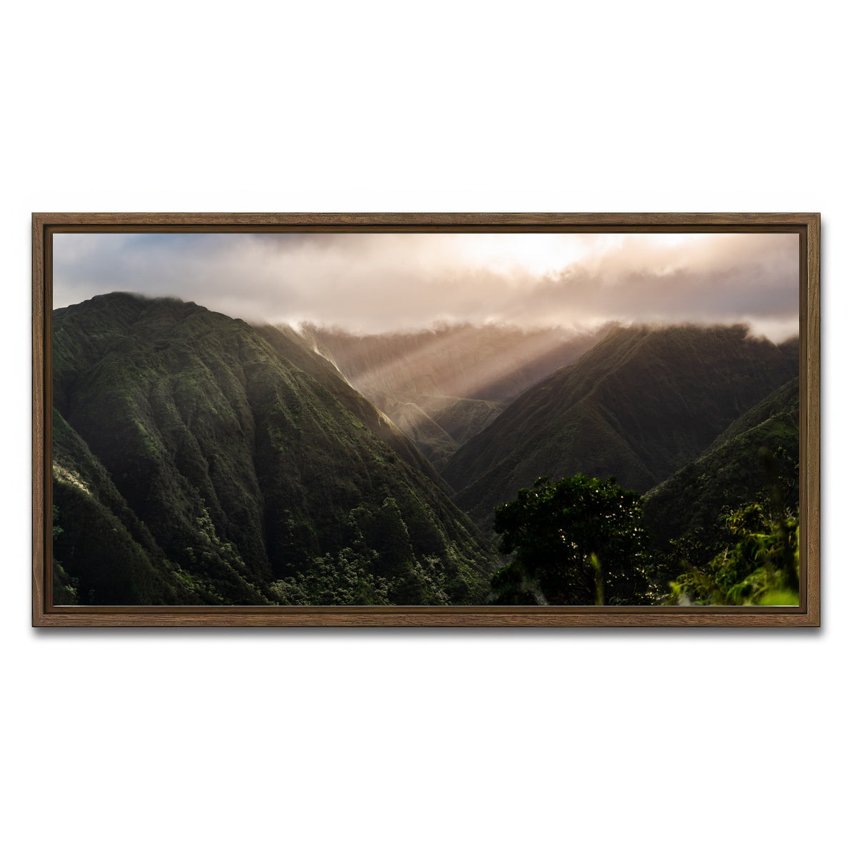 AUTO-MOCKUP WHITE | Piercing Light | 1 Piece | Walnut Framed Canvas | group=2x1