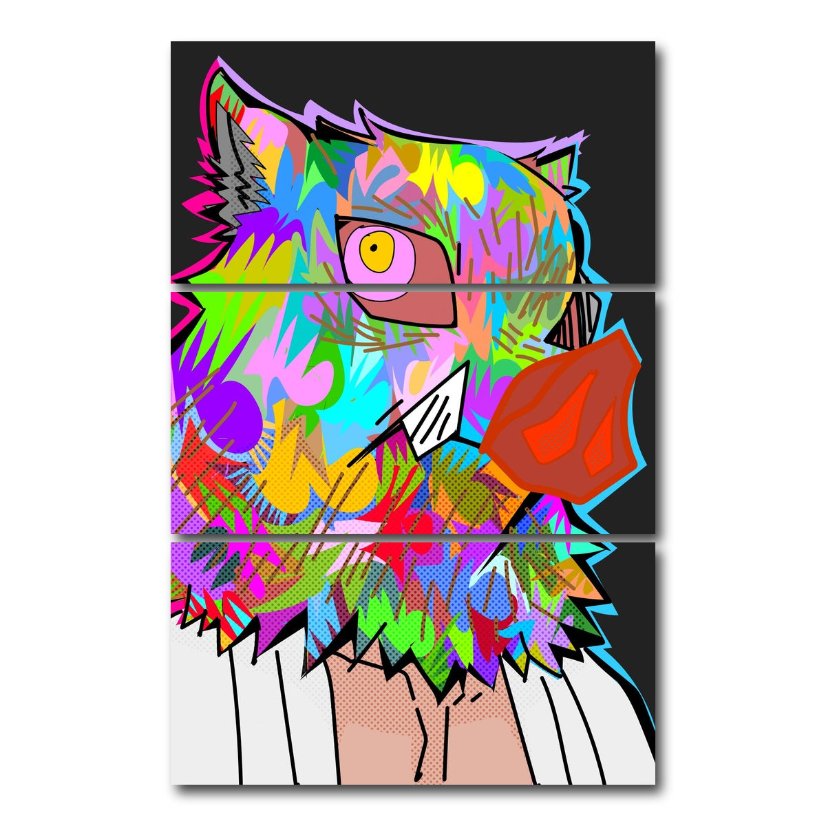 AUTO-MOCKUP WHITE | Pig Head Demon Slayer | 3 Piece | Gallery Wrap Canvas | group=12x24_stacked