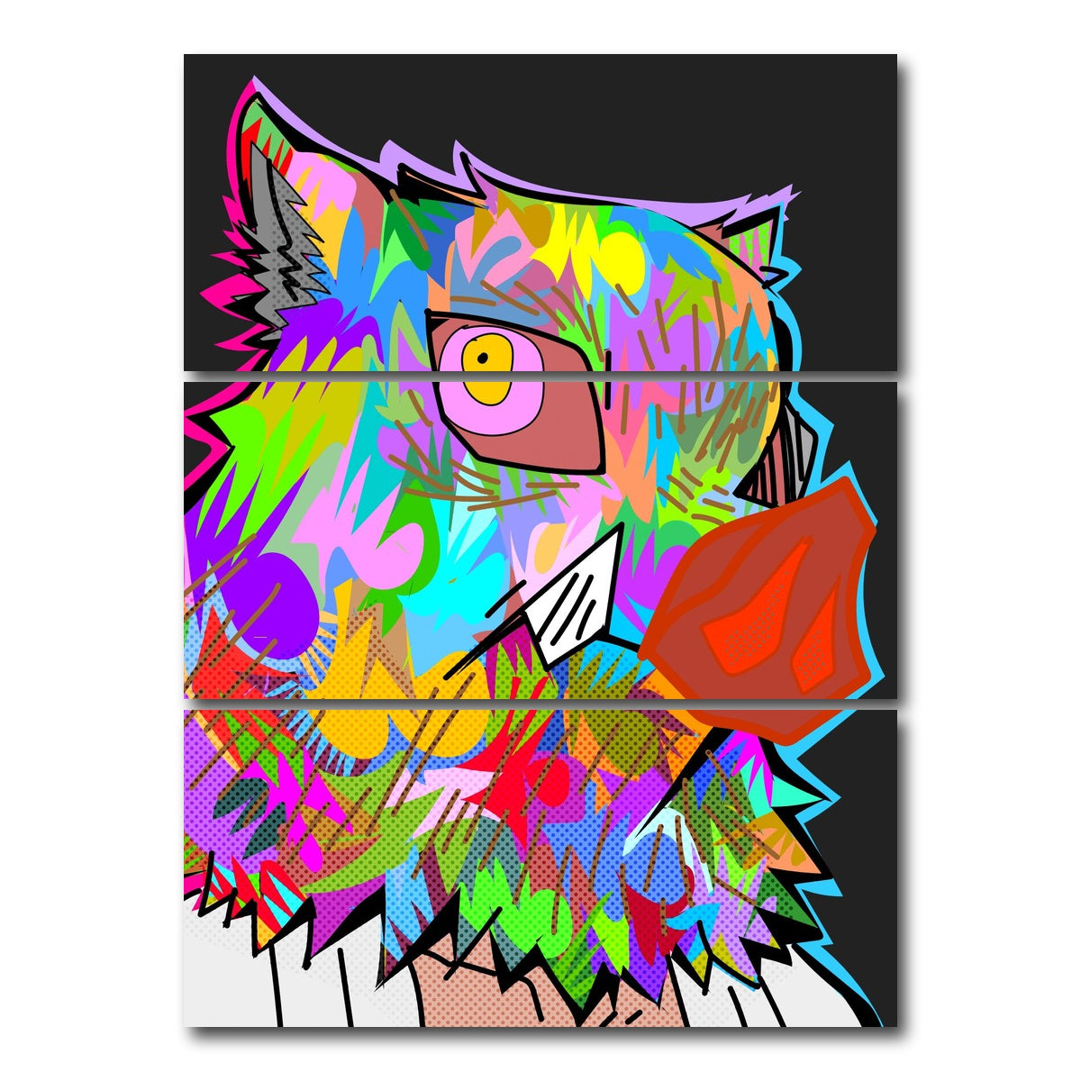 AUTO-MOCKUP WHITE | Pig Head Demon Slayer | 3 Piece | Gallery Wrap Canvas | group=8x18_stacked