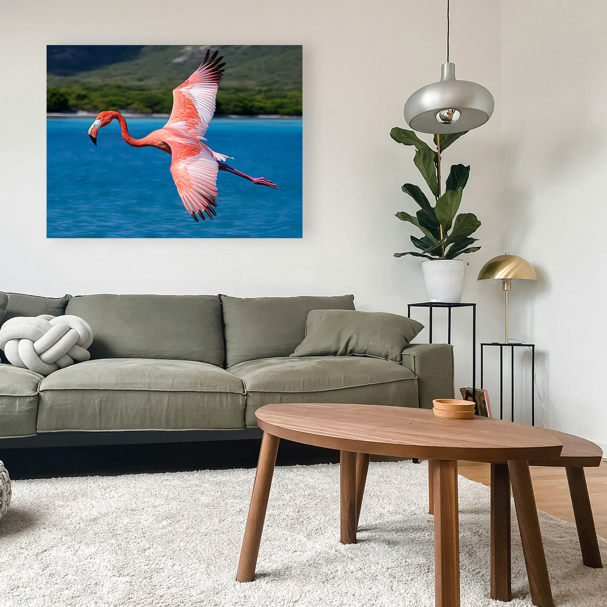 Pink Flamingo Flying Wall Art