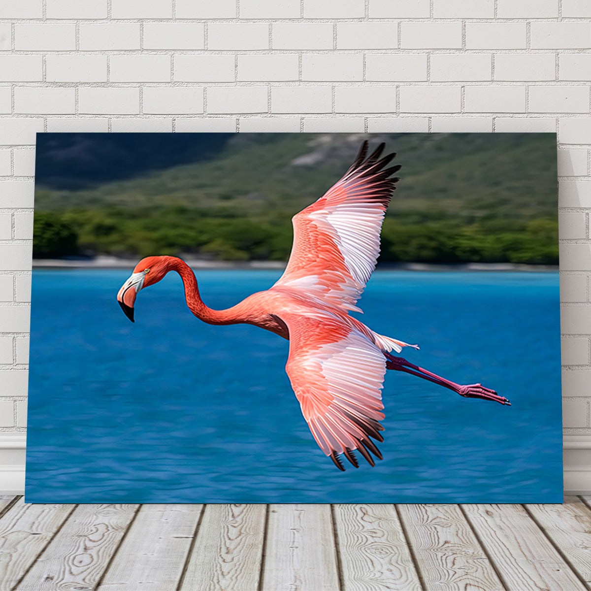 Pink Flamingo Flying Wall Art