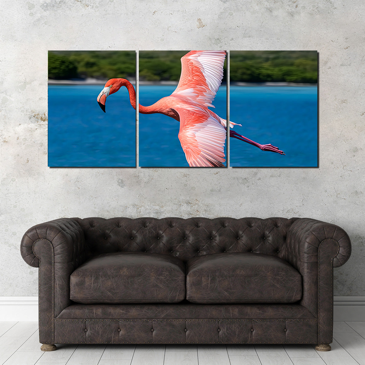Pink Flamingo Flying Wall Art
