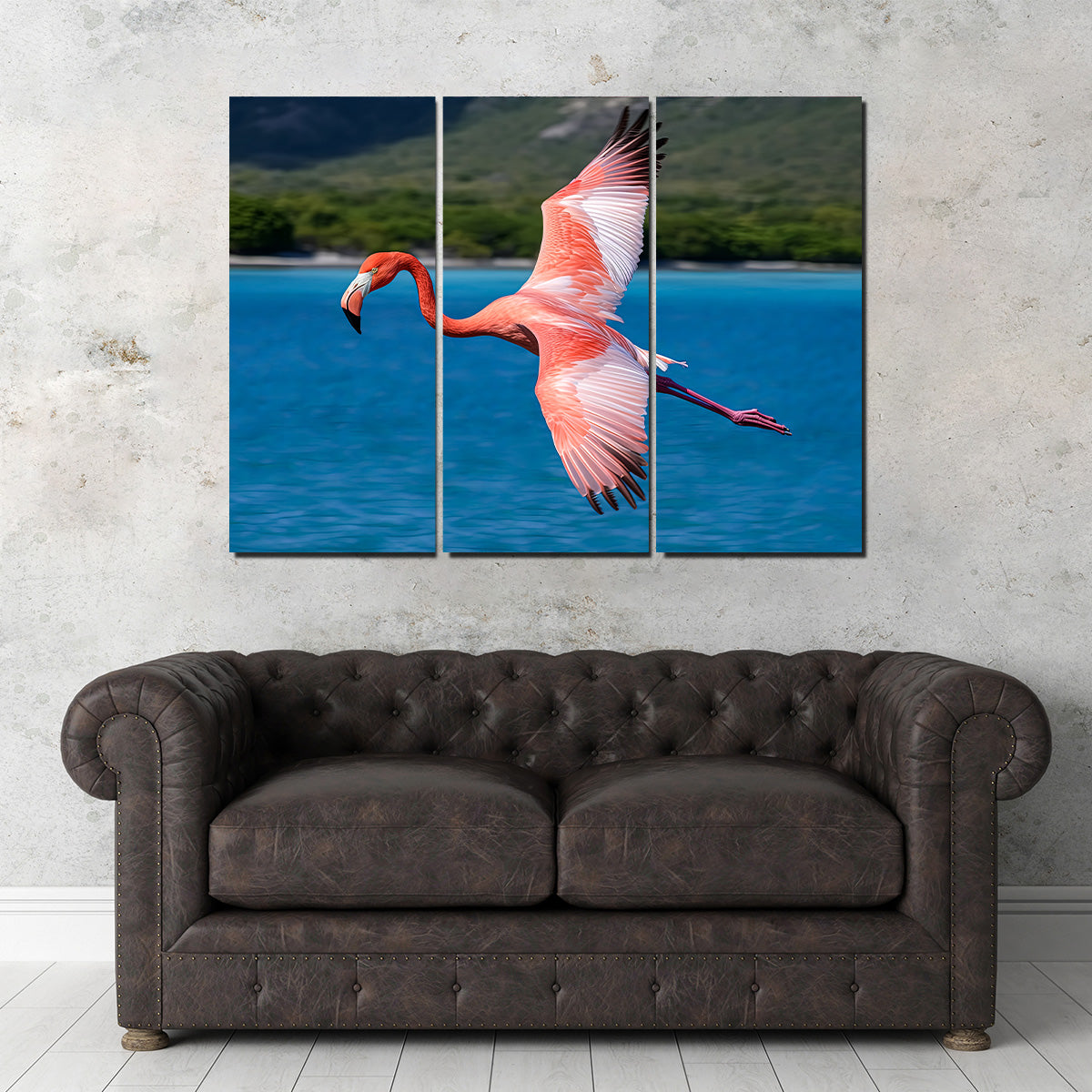 Pink Flamingo Flying Wall Art