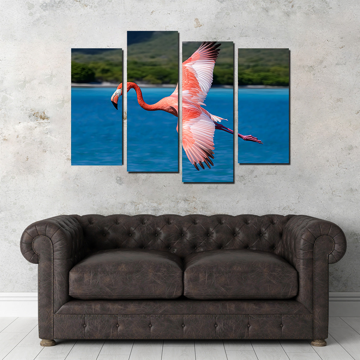 Pink Flamingo Flying Wall Art