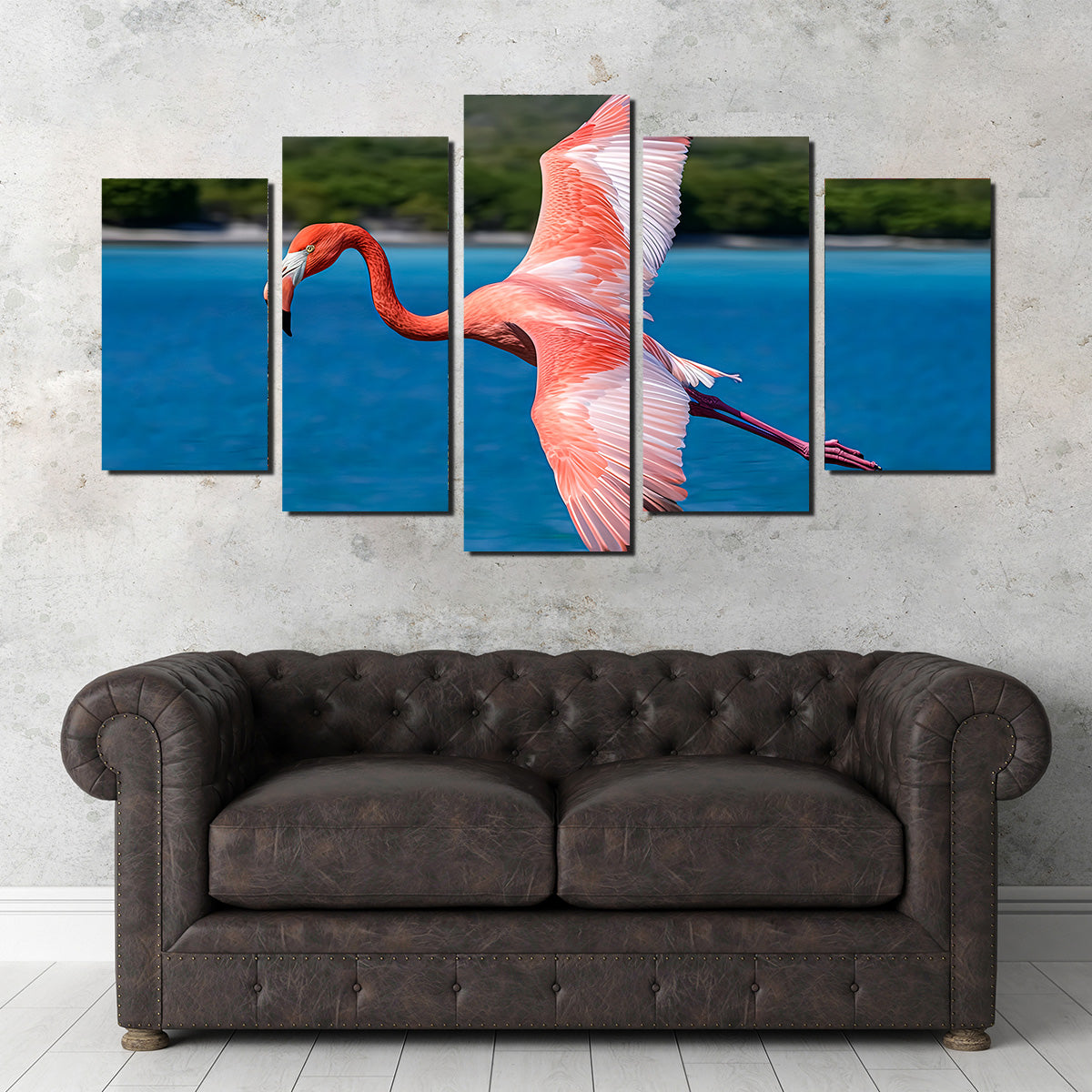 Pink Flamingo Flying Wall Art